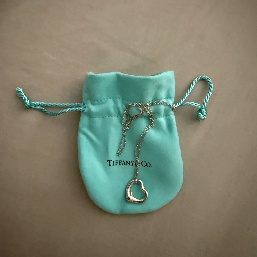 Tiffany & Co. Silver Heart Pendant with Turquoise Pouch
